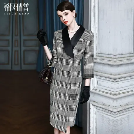希区瑞普名媛西装职业连衣裙女修身秋冬2023新款气质正式场合裙子图片
