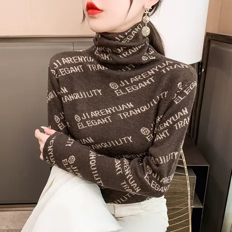 女士堆堆领毛衣女冬加厚宽松外穿2022年新款爆款时尚洋气秋慵懒图片