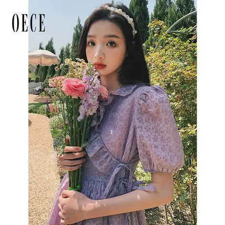 Oece韩系连衣裙2023春夏新款女装设计感小众裙子春法式复古淑女裙图片