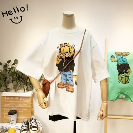 2020夏水钻亮片T恤韩国东大门小众设计感卡通短袖欧货宽松BF大码商品大图