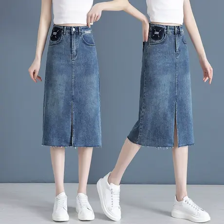 高腰牛仔裙女2023新款a字裙显瘦百搭夏季中长款包臀气质半身裙子图片