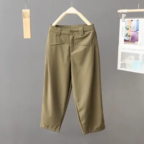 夏季薄款韩版高腰小众休闲哈伦裤女宽松休闲直筒裤百搭七分裤子图片