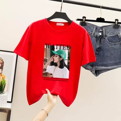 2023夏装新款小衫纯棉时尚洋气显瘦上衣白色宽松短袖T恤女ins潮图片