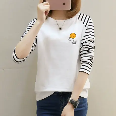 长袖秋衣纯棉t恤女宽松内搭显瘦插肩袖上衣2022年秋装新款打底衫商品大图