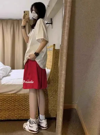 运动休闲裤女夏季宽松阔腿设计感小众美式复古高腰显瘦五分短裤子商品大图