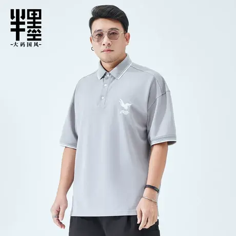 半墨大码男装复古中国风翻领polo衫夏季薄款透气加肥加大肥佬短袖商品大图