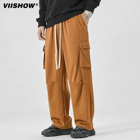 VIISHOW降落伞兵休闲裤男大口袋抽绳工装裤美式高街潮牌直筒裤子商品大图