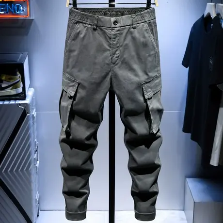 2021春夏款潮牌工装裤男直筒宽松余文乐男士休闲长裤子男百搭男裤商品大图