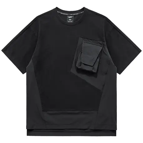 VIP夏季机能短袖T恤男拼接设计感上衣宽松运动半袖体恤衫ins潮牌商品大图