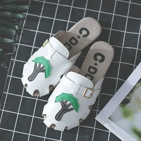 包头半拖鞋女外穿ins潮2023新款夏季百搭时尚平底网红沙滩凉拖鞋商品大图