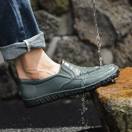 雨鞋男款时尚厨师水鞋厨房防滑鞋工地套鞋劳保胶鞋男士洗车防水鞋商品大图