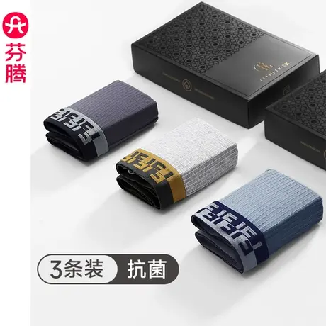 芬腾男士内裤纯棉中腰抗菌透气全棉内裆大码运动平角裤四角短裤头图片