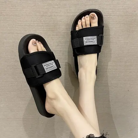 运动拖鞋女夏季外穿时尚魔术贴一字拖情侣户外沙滩软底防滑凉拖男商品大图