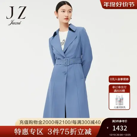 JZ玖姿官方奥莱气质兰花色春新款时尚方领H版型通勤风优雅风衣女商品大图