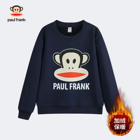 大嘴猴童装男童加绒卫衣2023秋冬新品女童中大童休闲保暖圆领上衣商品大图