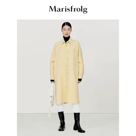 【意大利进口面料】玛丝菲尔秋季新款黄色初剪羊毛衬衫式呢大衣商品大图