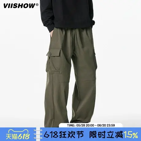 VIISHOW登山徒步工装裤多口袋直筒宽松休闲裤长裤男裤春季裤子男商品大图