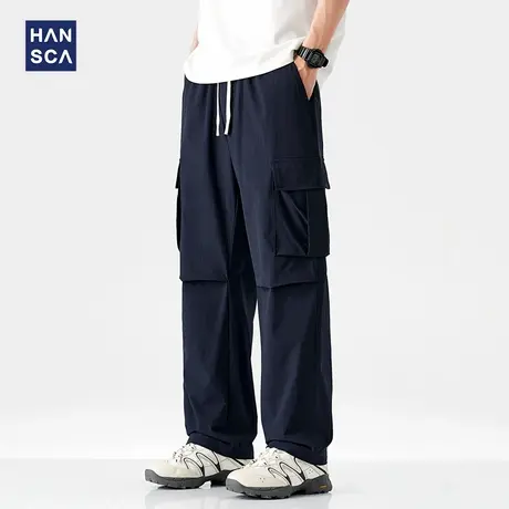 hansca四面弹力冰丝伞兵工装裤男2025新款夏季宽松直筒休闲长裤子商品大图