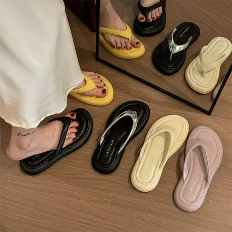 厚底人字拖鞋女夏外穿2025年新款防滑海边沙滩休闲百搭夹脚凉拖鞋商品大图