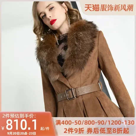 欧洲站可拆卸貉子大毛领仿皮绒修身短款外套女秋冬2022新款女装潮图片