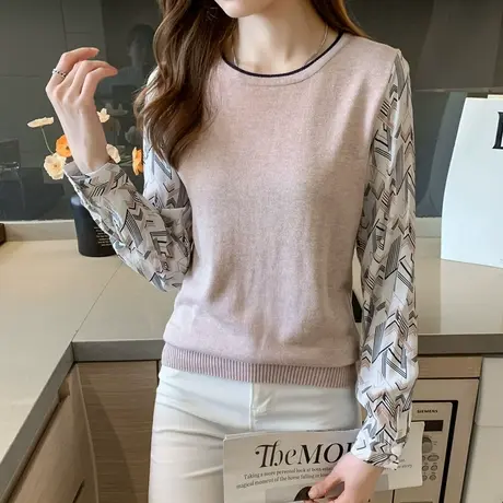 2023早秋新款上衣慵懒针织衫女装甜美别致初秋季洋气打底小衫长袖商品大图