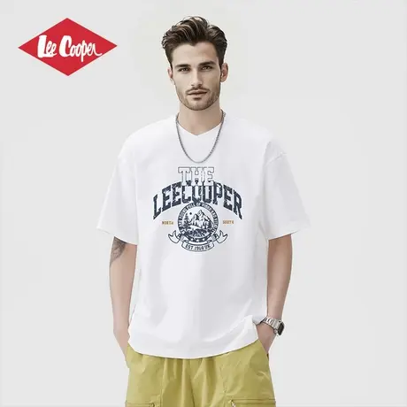 Lee Cooper/李库珀 凉感字母印花短袖T恤男夏季圆领白色男装上衣商品大图