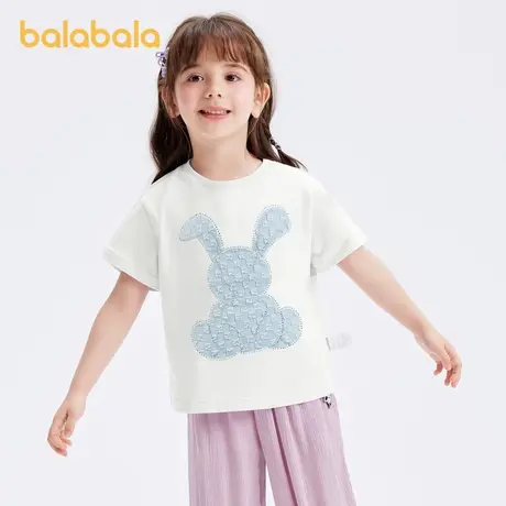 巴拉巴拉儿童短袖T恤女童上衣宝宝童装2025新款纯棉夏装简约百搭图片