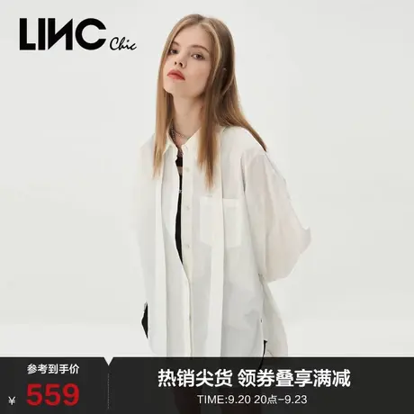 LINCCHIC金羽杰衬衫女新款宽松落肩造型感白衬衫女上衣S231SH075Y商品大图
