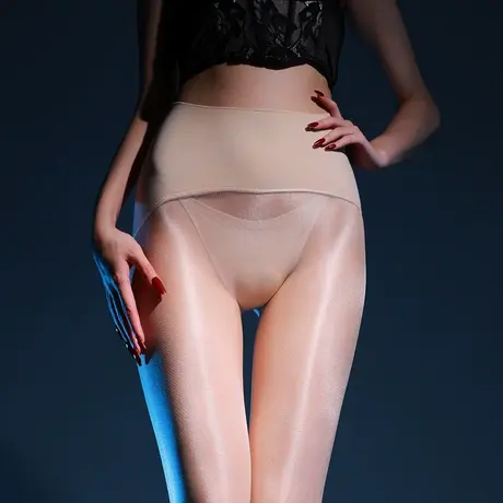 诉吻40D段光油亮光泽连裤袜无缝霓虹丝袜女性感黑丝无痕舍宾丝袜商品大图