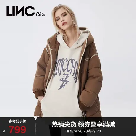 LINCCHIC金羽杰羽绒服女连帽面包服中长款羽绒服女冬季Y21806186图片