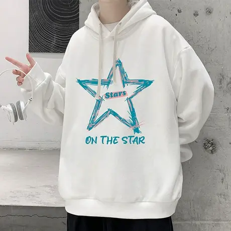 连帽卫衣男春秋款潮牌个性印花套头衫外套青少年学生秋装休闲上衣商品大图