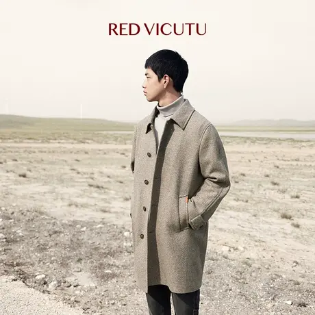VICUTU/威可多大衣男舒适亲肤商务通勤休闲百搭长款外套图片