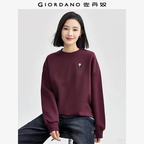 佐丹奴卫衣女秋冬新款双面布小动物刺绣宽松圆领套头上衣05325842商品大图