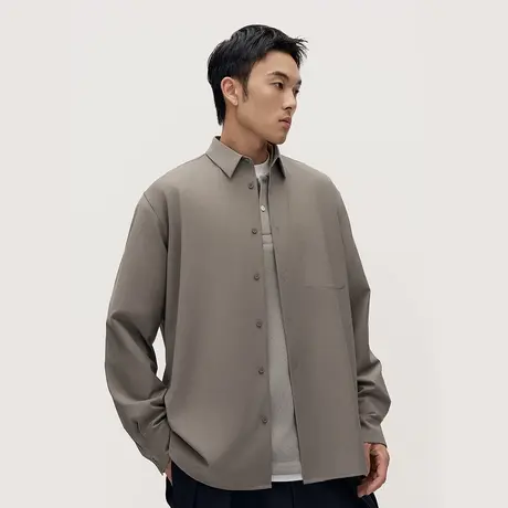 TRENDIANO软糯羊毛呢长袖衬衫男士衬衣1SM1010120商品大图