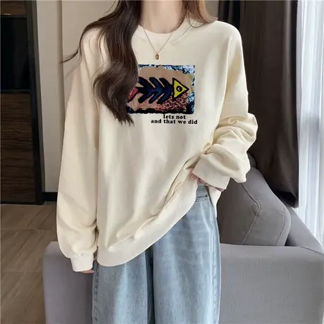 加绒加厚卫衣女2023新款秋冬宽松显瘦情侣装长袖上衣服外套ins潮商品大图