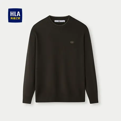 HLA/海澜之家时尚圆领长袖针织衫25秋新款保暖简约套头水洗上衣男商品大图