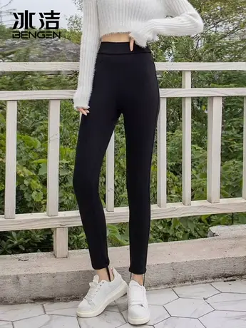 冰洁加厚羽绒鲨鱼裤女外穿冬季90白鸭绒保暖轻薄紧身加长打底DSZ商品大图