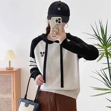 今年流行漂亮毛衣女秋冬2023新款外穿宽松连帽针织上衣外套慵懒风图片