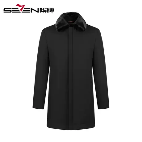 柒牌男装秋冬清仓尼克服商务休闲男士毛领中长款保暖羽绒大衣图片