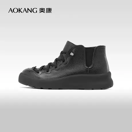 奥康女鞋 2023冬季新款休闲时尚时装短靴加绒保暖真皮舒适松紧带图片