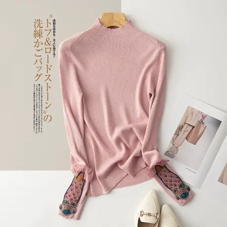 享永子【真三七】30%羊毛文艺复古半高领打底衫上衣2023新款图片