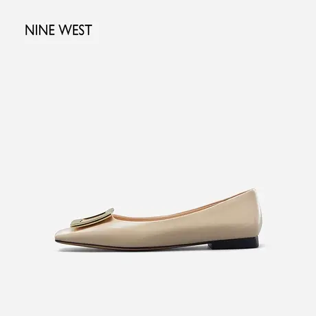 Nine West/玖熙平底单鞋女气质夏季新款法式轻奢方扣漆皮通勤女鞋商品大图
