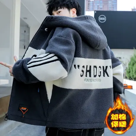 棉服外套男冬季2022新款潮牌羊羔绒棉衣冬装学生宽松摇粒绒棉袄子图片