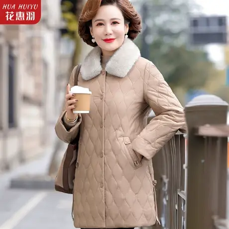 妈妈秋冬外套轻薄羽绒棉服加肥加大码中老年人棉衣女奶奶冬装棉袄图片