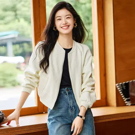 时尚气质短款温柔2023年秋季新款女装时尚百搭运动风长袖外套商品大图