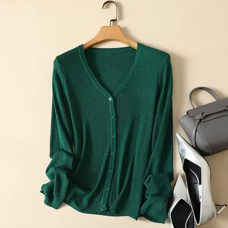 清仓！秋季新款针织羊毛衫女领外搭短款毛衣外套长袖开衫显瘦上衣图片