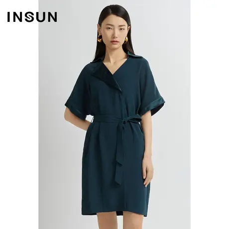 INSUN恩裳线上专选夏季光泽醋酸连衣裙图片