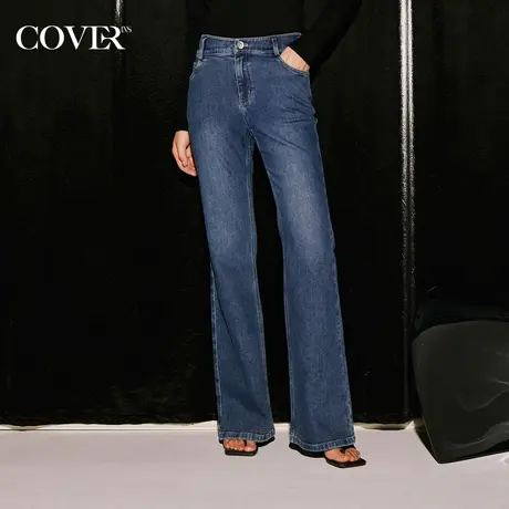 COVER2023秋季复古绣花微喇牛仔裤图片