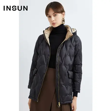 INSUN恩裳奥莱冬季撞色里布休闲鹅绒羽绒服图片