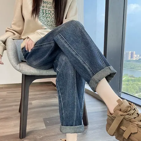 哈伦牛仔裤女2023年新款宽松显瘦裤子女小个子秋季复古高腰老爹裤商品大图